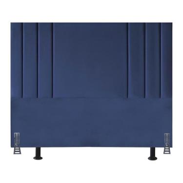 Imagem de Cabeceira 195 Cm Suede Moderna King Clássica Cama Box Frame Azul Marinho