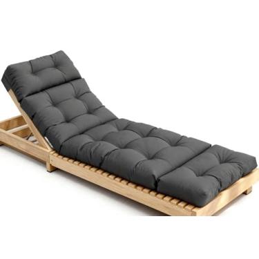 Imagem de STAYDEN Almofadas de espreguiçadeira para área externa, substituição de almofadas de espreguiçadeira para móveis de pátio com laços à prova d'água almofada de chasie de piscina 74,4 x 22 x 4,7