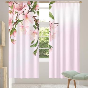 Imagem de 2 conjuntos de painéis lindas cortinas translúcidas de flor rosa cortinas transparentes arejadas com filtro leve painéis de cortina para porta janela para sala de estar, quarto, jantar, 84 polegadas