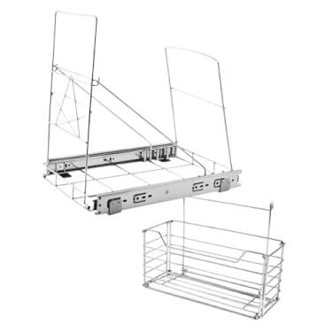 Imagem de Ｂｅｓｇａ Prateleira deslizante para lixeira sob armário, e leve, ideal para armazenamento na cozinha. Instalação rápida e ajustável, com Cesto de Armazenamento