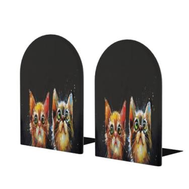 Imagem de Peeping Cat Posicionamento Grandes Suportes de Livros de Madeira Decorativos Antiderrapantes Resistentes Terminais para Escritório, Escritório, Biblioteca Escolar, Estudo, Decoração, Divisórias de