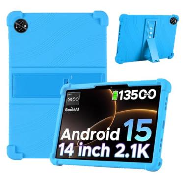 Imagem de Capa para DOOGEE Tab E3+, capa para tablet KONXISA com material de silicone premium, função de suporte dobrável, capa para tablet à prova de choque e proteção total, capas protetoras, azul celeste