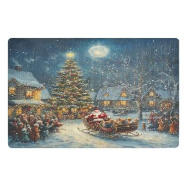 Imagem de SEHANY Tapete de porta de inverno Papai Noel Natal para todos os climas, impermeável, secagem rápida, bem-vindo, tapete de entrada antiderrapante, tapete decorativo de poliéster para entrada, varanda