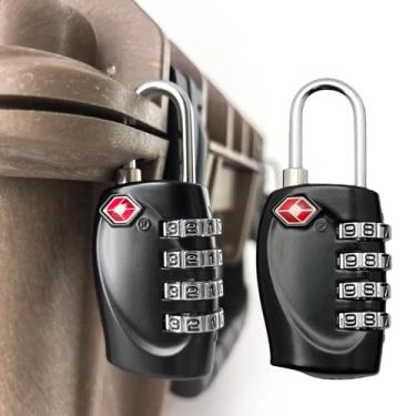 Imagem de Pacote com 2 fechaduras de caixa de arma aprovadas pela TSA para estojos de pistola, cadeados de 4 dígitos para viagem, cadeados para pequenos estojos rígidos, estojos de transporte, fechaduras TSA
