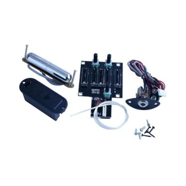 Imagem de MERIGLARE Captador de guitarra com equalizador de 4 bandas, robusto, com controle de volume, portátil, leve, de alto desempenho, captador piezoelétrico, Bs03