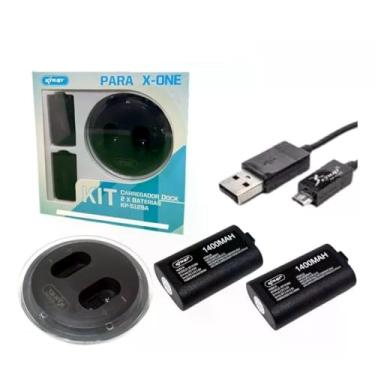 Imagem de Carregador Dock com 2 Baterias 1400mAh para Controle Xbox One, Cabo USB 1,5m, LED Indicador, KP-5128A