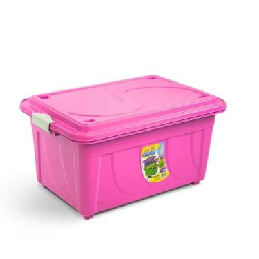 Imagem de Caixa Organizadora Multiuso Com rodinhas 60 Litros com Tampa e Travas 