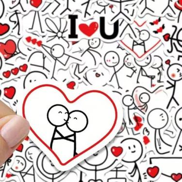 Imagem de 50 peças de adesivos de amor humano matchstick, decoração de capa de celular, decoração de embalagem de presente de casamento para dia dos namorados, adesivos de janela DIY