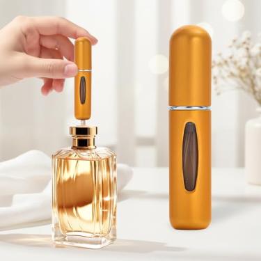 Imagem de Mini perfume recarregável de 5 ml, atomizador de perfume recarregável, frascos de spray, portátil para viagens, férias, atividades ao ar livre e negócios, dourado