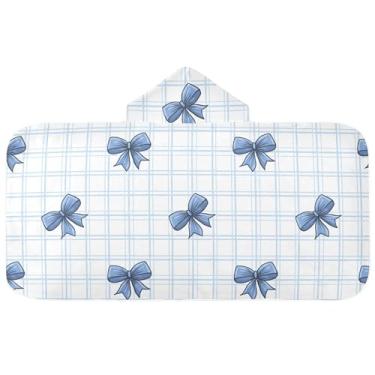 Imagem de Burbuja Toalha de banho com capuz de laço rosa para crianças, toalha de praia de pelúcia macia absorvente para chá de meninas e meninos 3-10 anos, 61 x 127 cm