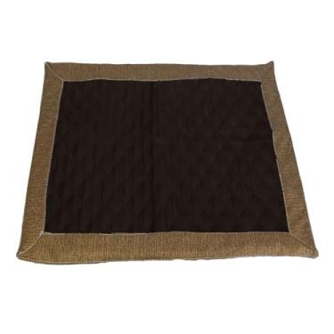 Imagem de Tapete Higiênico Impermeável para Pet, Marrom Escuro, Reutilizável e Lavável, Base Matelada com 3 Camadas, Microfibra com Bordas Estampadas (Cacau, Grande)