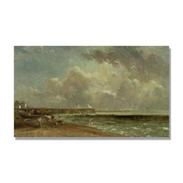 Imagem de NHLDZYH Impressão em tela estilo John Constable (paisagem 87), painel de tela de paisagem romântica, decoração de parede com tema de natureza para quarto ou escritório. 30 x 51 cm. Somente tela