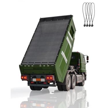 Imagem de Lona de reboque de despejo de 2,8 m x 45,7 cm da FoundGo Mesh Tarp com ilhós, sistema de fluxo de ar, 4 cabos elásticos e 2 bolsos para substituição de capa de cama de caminhão