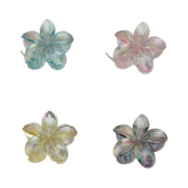 Imagem de Grampo De Cabelo Transparente Com Flor De GardêNia — AcessóRio Feminino Para As Festas De Fim De Ano(Azul+Rosa+Amarelo+Cinza)