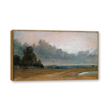 Imagem de Moldura de madeira de teca. Mural com moldura de madeira maciça John Constable Pintura de paisagem Arte de romance Imagem emoldurada pronta Arte de parede elegante. (Paisagem 80). 40 x 68 cm
