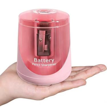 Imagem de Apontador de lápis elétrico, apontador de lápis colorido operado por bateria pequena para crianças, afiação rápida, adequado para nº 2/colorido (6-8 mm), escola/sala de aula/escritório, rosa (bateria