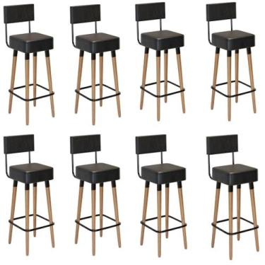 Imagem de Kit 8 Banquetas Barcelona decor-Assento preto - GAT MAGAZINE