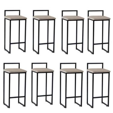 Imagem de 8 banquetas para churrasqueira e bar rosalia-assento suede bege - GAT 