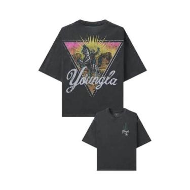 Imagem de Camiseta Masculina Oversized Estilo Cowboy Ocidental De Algodão Estamp