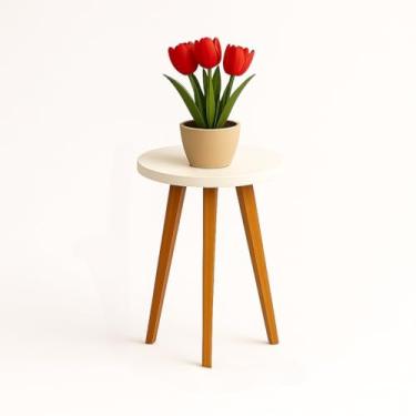 Imagem de Kit de Duas e Tres Mesas de Apoio Redonda Mesa Lateral de MDF Pés Palito Madeira Mesinha Tripe Laterais Para Decorar(Kit Duas mesas)