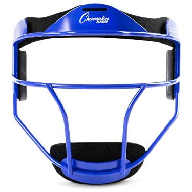 Imagem de Champion Sports Máscara facial de softbol de aço – Máscaras clássicas Fielders para adultos – Protetores de cabeça duráveis – Acessórios esportivos premium para ambientes internos e externos – Azul