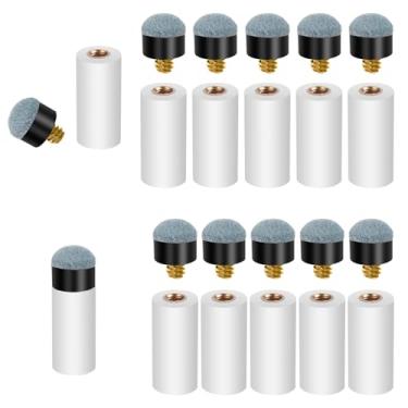 Imagem de Falzqq 10 conjuntos de pontas de taco de sinuca kit de substituição de pontas de bastão de sinuca brancas ponteiras de ponta de taco de bilhar acessórios para taco de bilhar 12 mm/13 mm (azul)