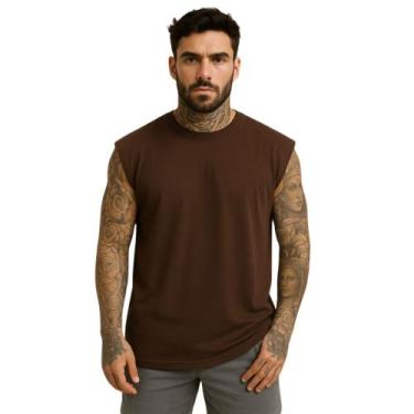 Imagem de Camiseta Regata Oversized Masculina Academia Machão Treino Longline Li