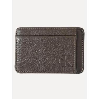 Imagem de Carteira Calvin Klein Jeans Porta Cartão Couro CKJ Floater Queima Marrom Café-Masculino
