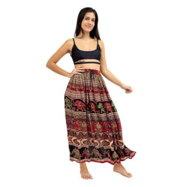 Imagem de Saia Maia Indiana Longa 3 Cores Tamanho Único - Loja da Índia , Verde