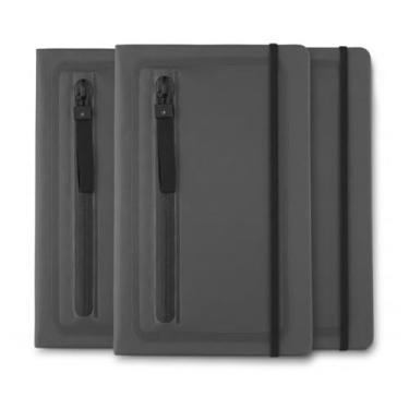 Imagem de Caderno de Anotações Executivo com Porta Objetos, Capa Dura em Material Sintético, 80 Folhas Pautadas, Cinza, 21,5x15,5x1,5cm (3, Preto)