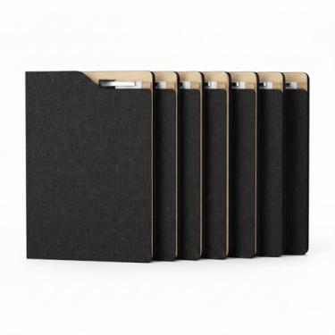 Imagem de Caderno de Anotações Executivo com Capa Dura em Material Reciclável, 80 Folhas Pautadas Bege, Suporte para Caneta, 21,3x14,5cm (10, Preto)