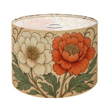 Imagem de Abajures para abajur, boho, 1 pacote, boho, marrom, verde, laranja, peônia, floral, vintage, peônia, flores, abajur, abajur, substituição