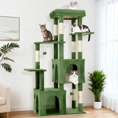 Imagem de Garvee Árvore para gatos de vários níveis de 155 cm para gatos internos, torre resistente para gatos adultos grandes e Maine Coon com poleiro extragrande, 2 apartamentos espaçosos, arranhadores de