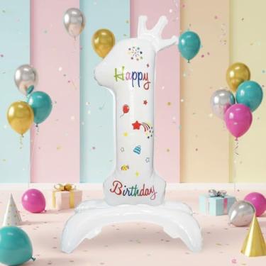 Imagem de 1 balão com número de coroa branca de 81 cm, balão de alumínio para festas de aniversário, casamento e decorações de aniversário