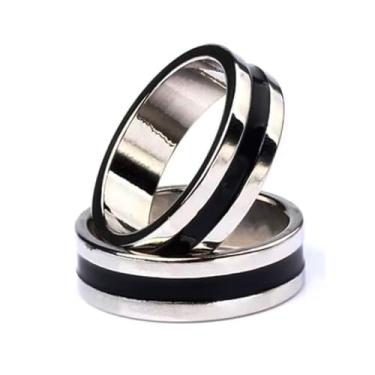 Imagem de Fogilas 2PCS Silver Black Rings for Magic Show, Professional Magician Stage Magic Tricks Accessory Gimmick Props (Size 17)