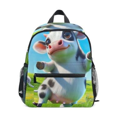 Imagem de GAIGEO Funny Cow Cute Floral Backpacks for Toddlers Small Girls Backpack with Front Pocket, Safety Whistle for Ages 3-8
