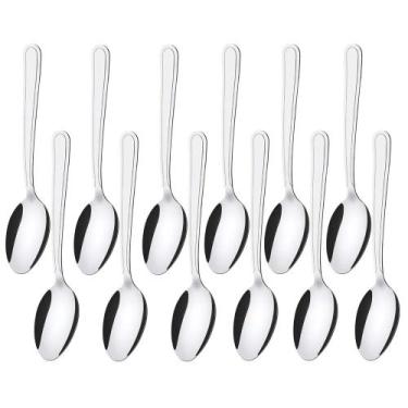 Imagem de Jogo 12 Colheres de Sopa Aço Inox Cor Prata Linha Bronze Em CasaTem 19
