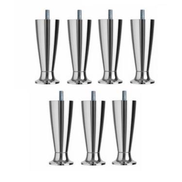 Imagem de Kit Pé Cama Box Queen Bipart Baú Rubi Cromado 12cm - Zoe & Charis Deco