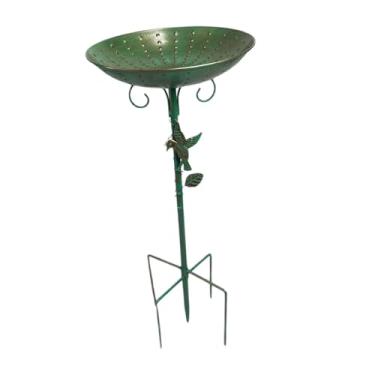 Imagem de Fenteer Alimentador de pássaros, bebedouro para pássaros, acessório para decoração de jardim e quintal, tigela de ferro para alimentação com base de 5 pinos