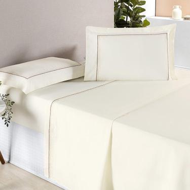 Imagem de Jogo De Cama Ellos 200 Fios Casal Padrão 04 Peças 80% Algodão / 20% Poliéster - Palha