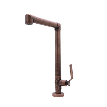 Imagem de Torneira Pia Lavatório Banheiro Industrial Rustica Mesa Bancada Rosé Cobre Velho Metal Luxo