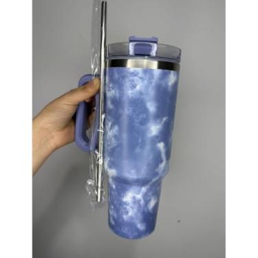 Imagem de COPO TÉRMICO CANECA 1.200ML INOXIDÁVEL COM ALÇA E CANUDO VARIADO SEM LOGO caneca termica ，copo termico，copo térmico(azul)