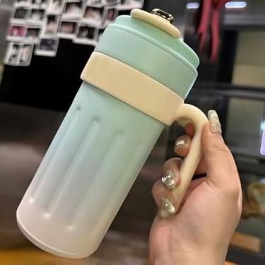 Imagem de Copo Térmico Inteligente De 650ml De Café Em Aço Inoxidável 316 Que Acompanha Copo De Isolamento(Verde com Amarelo)