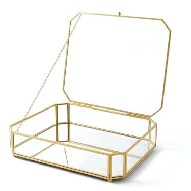 Imagem de Grandes caixas de vidro para exibição feitas à mão, fundo espelhado, caixa de joias de vidro com tampa, organizador de lembranças de fotos, estojo de exibição para cômoda de casa, formato octógono