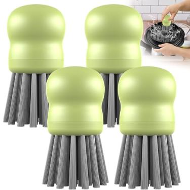 Imagem de Mini escova de pratos para limpeza de triturador de frango, escova de palma com aderência ergonômica, escova de cozinha para lavar pratos, panelas, pia (4, Matcha)