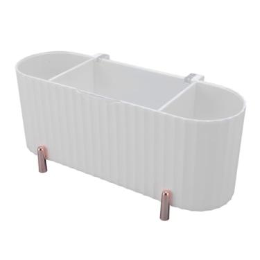 Imagem de Dioche Dispensador de Suporte Qtip Com Tampa Transparente, 3 Compartimentos, Recipientes de Banheiro, Organizador Multifuncional de Bolas de Algodão para Cotonetes, Organizador de (Branco)