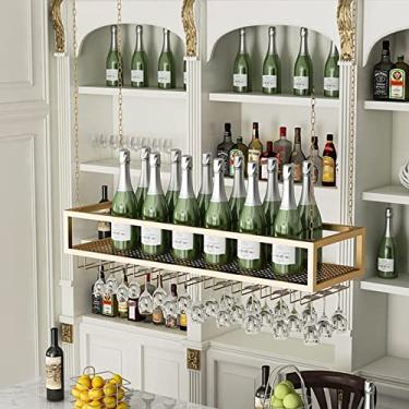 Imagem de Corrente de ferro de metal para teto, rack de vinho ajustável com suporte de vidro, rack de vinho pendurado no teto, suporte para copos de vinho pendurado, suporte de parede para vinho, suporte para
