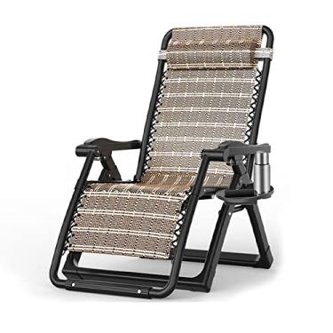Imagem de ONDHGFBGB Cadeira de pátio ao ar livre cadeiras reclináveis ajustáveis laterais da piscina usando gramado com travesseiro e suporte de copo estrutura de aço malha respirável para praia, quintal, praia