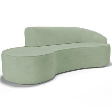 Imagem de Sofá 3 Lugares Curvo Living Firenze Direito D02 Linho Verde 180cm D-47