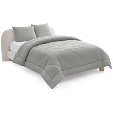 Imagem de UGG Conjunto de edredom casal/queen – Conjunto de cama queen de pelúcia reversível de luxo com enchimento alternativo, conjunto de cama macio com 2 fronhas Queen para decoração de casa e quarto, cinza